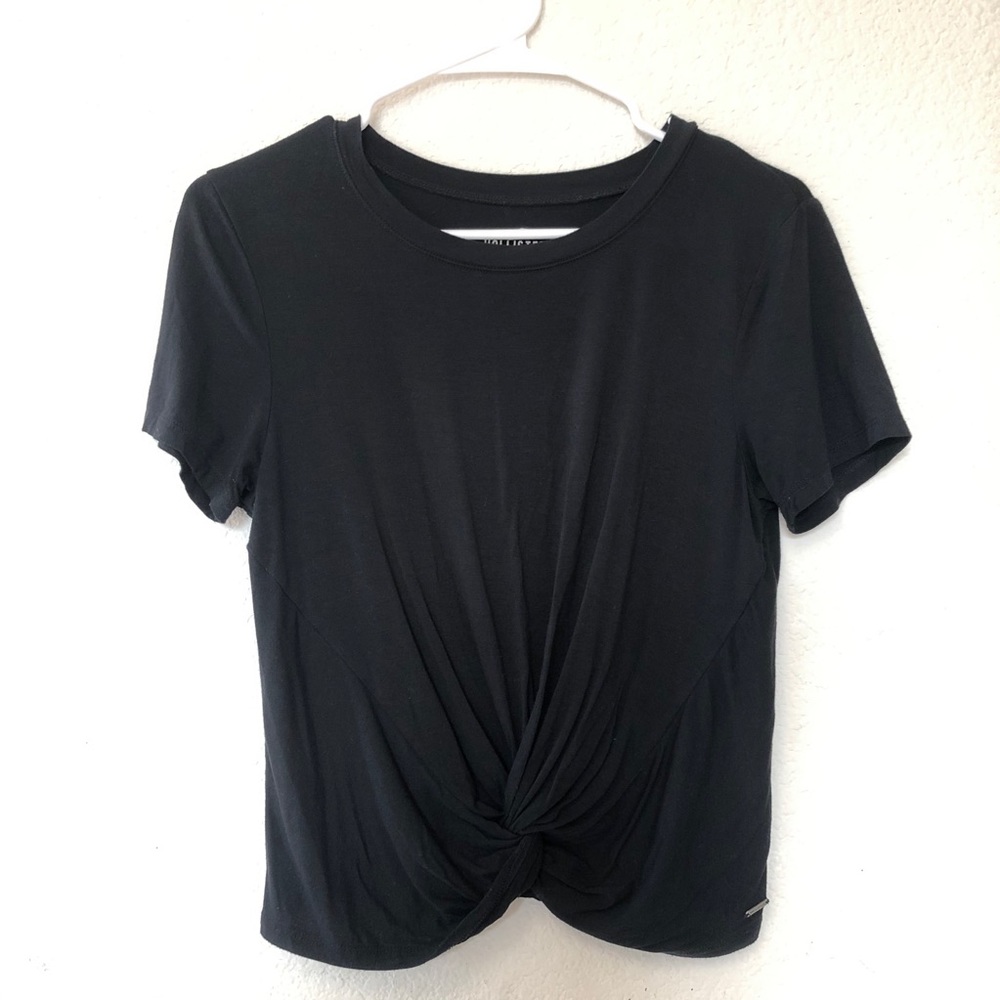 Hollister Black Mid-Cropped Twist Easy T-Shirt